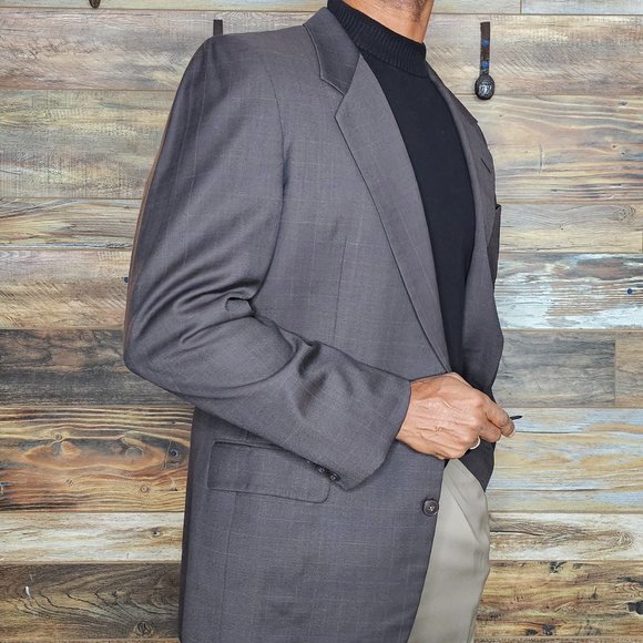 Gieves & Hawkes 100% Wool Brown Check Blazer Sport Jacket Size 42L *EXCELLENT* - Picture 10 of 12